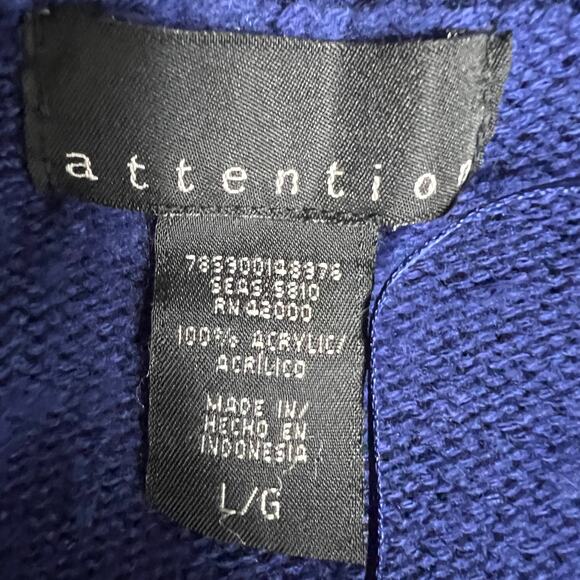 Attention V-Neck Long Sleeve Pullover Women's Sweater Size Large - Picture 2 of 12